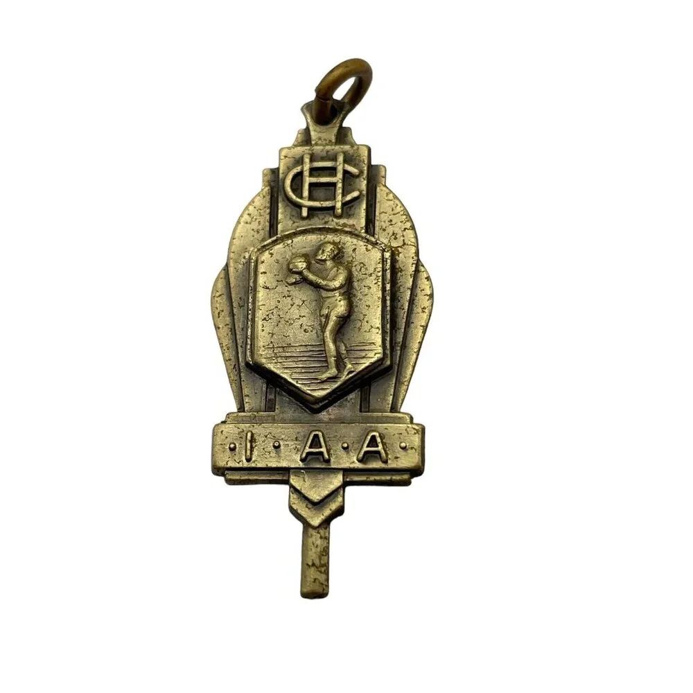 1954 IAA CH Basketball Tournament Award Medal‎ Fob Charm Pendant VTG Gold Tone